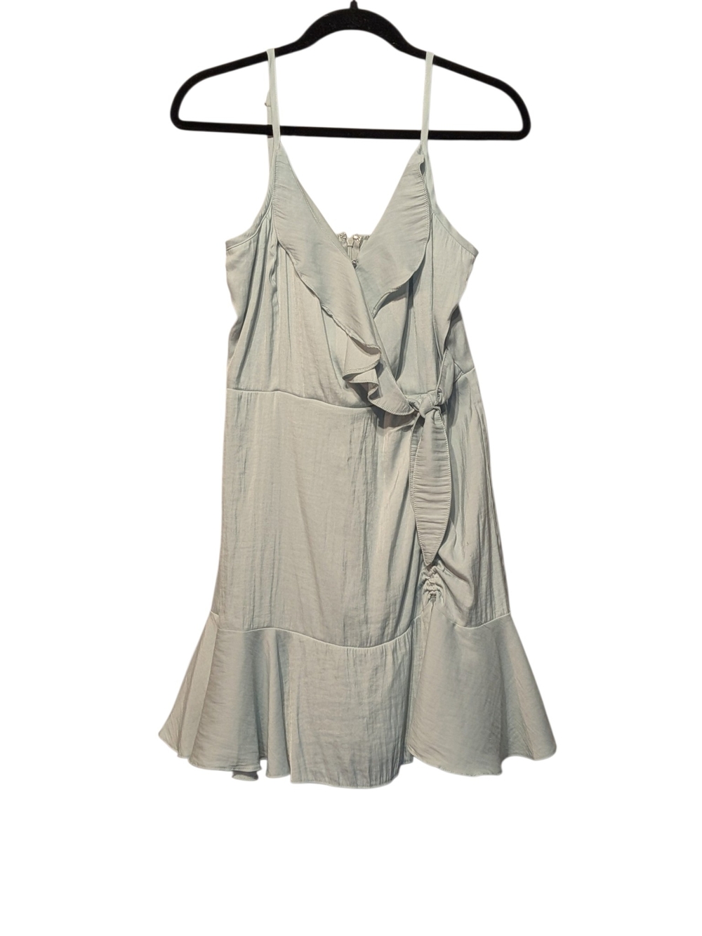 She + Sky Sage Green Ruffle Wrap Mini Dress